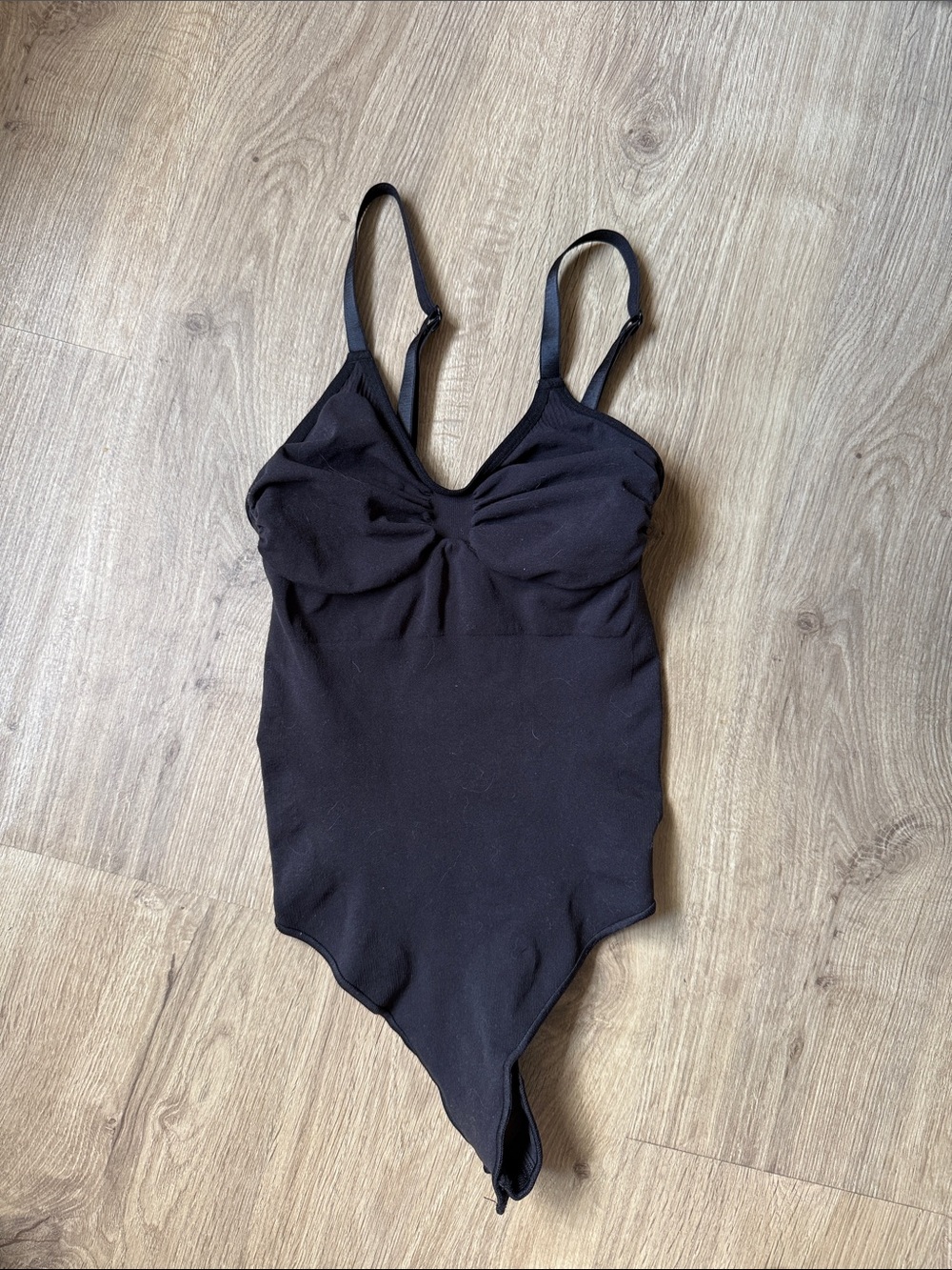 SKIMS Black Stretch Bodysuit with Adjustable Straps